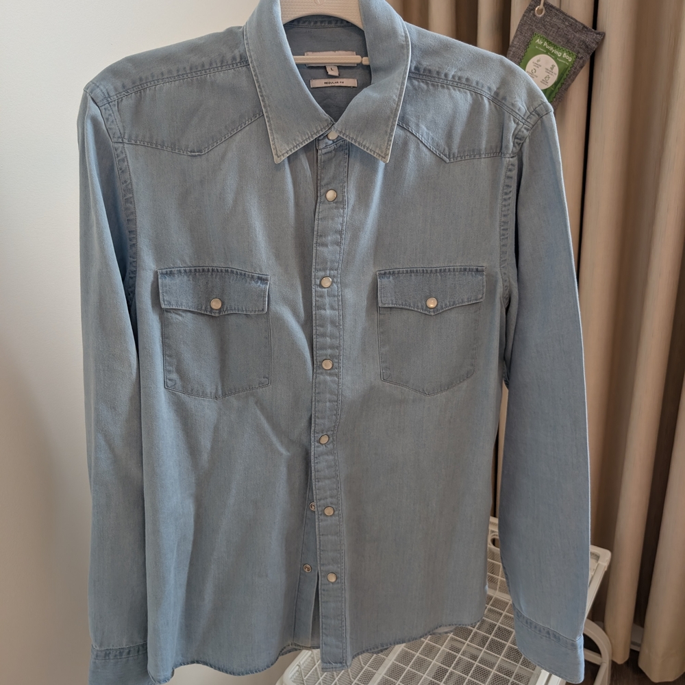 Reiss Men's Blue Denim Shirt, Large